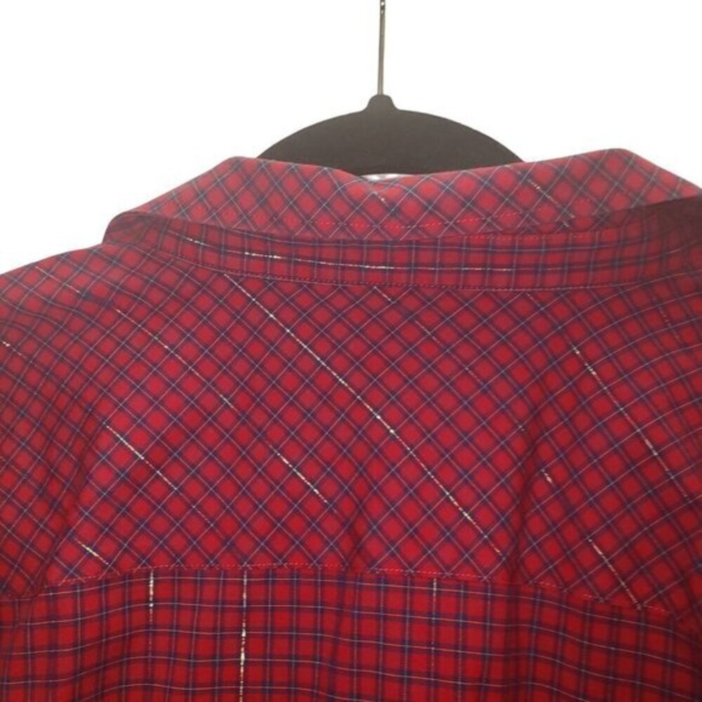 Talbots Womens Button Long Sleeved Collared Shirt Size 16 Red Plaid Pre-Owned - Picture 4 of 9